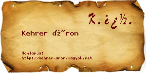 Kehrer Áron névjegykártya