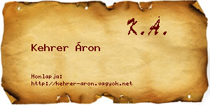 Kehrer Áron névjegykártya